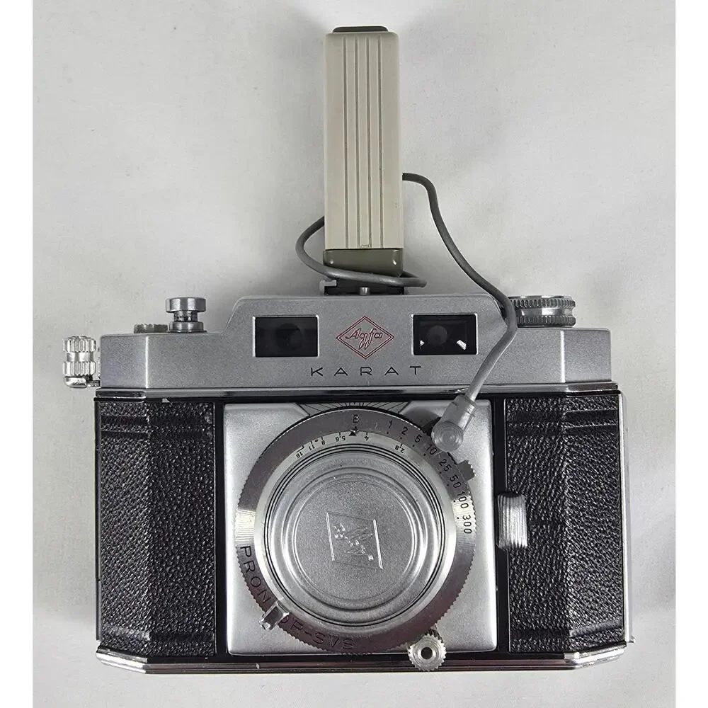 AGFA KARAT IV 35MM CAMERA - SOLINAR 50MM F/2.8 LENS + OPTIMA BLITZ FLASH VINTAGE